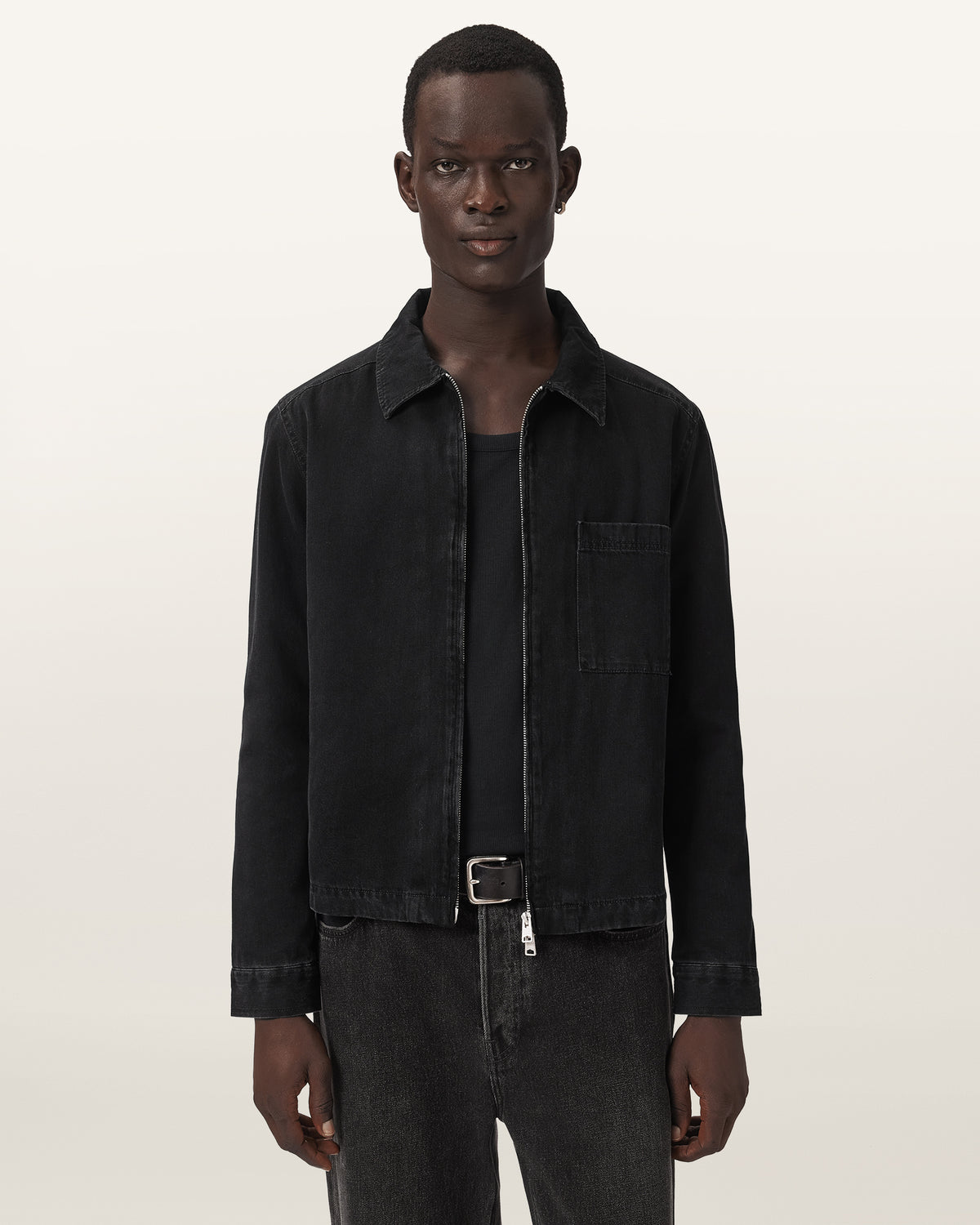 Black Dolwen ls shirt חולצה מכופתרת ארוכה לגברים ALLSAINTS