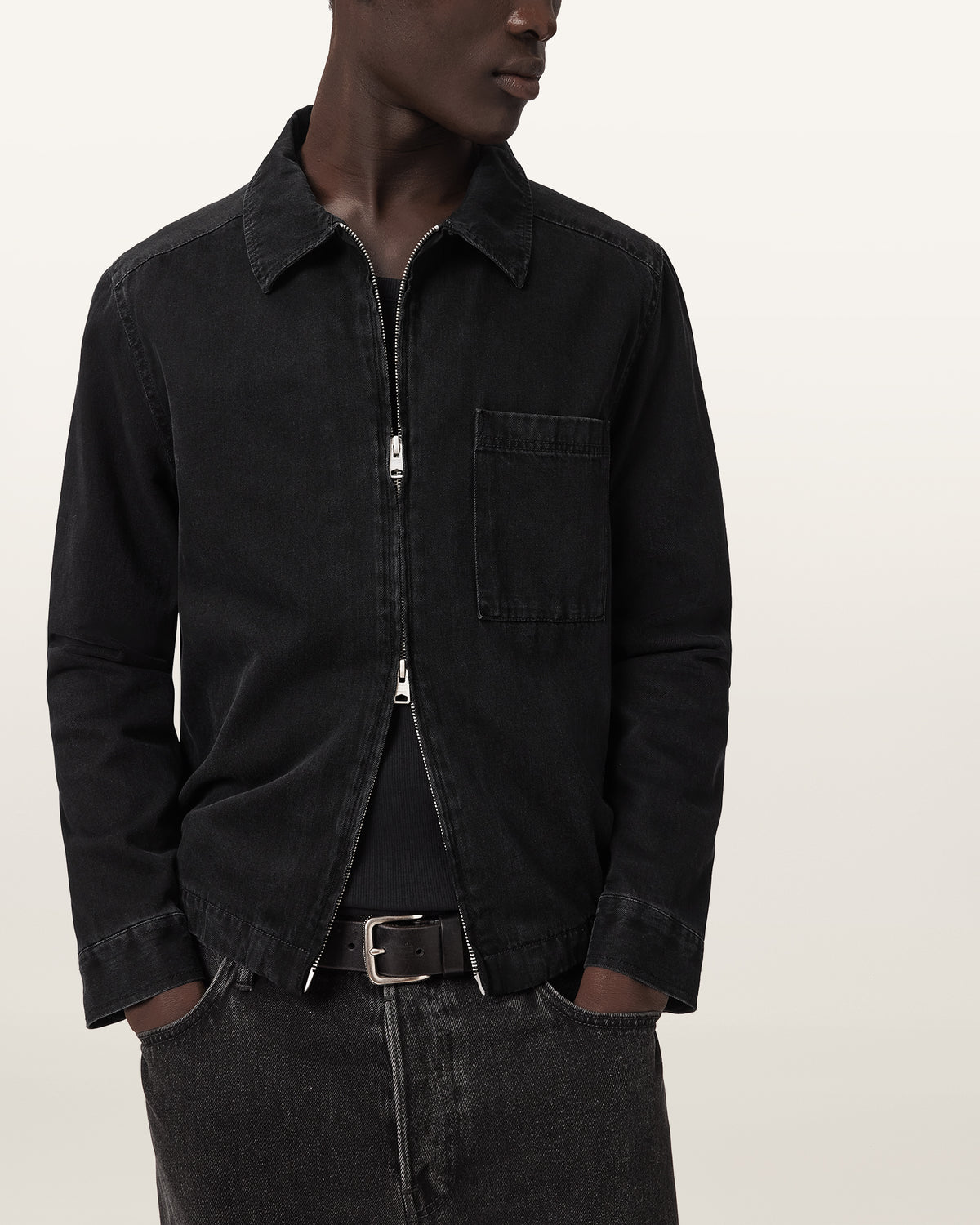 Black Dolwen ls shirt חולצה מכופתרת ארוכה לגברים ALLSAINTS