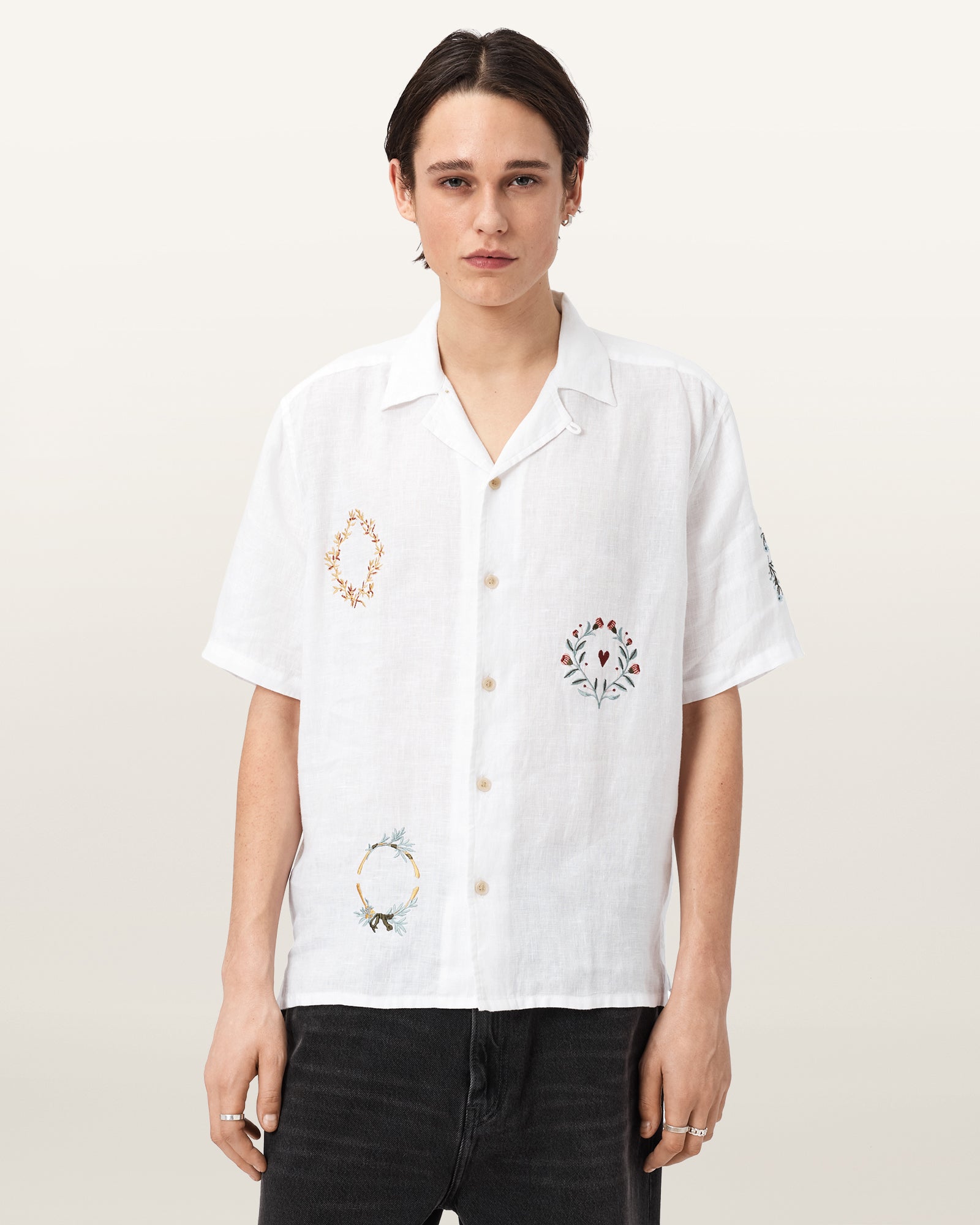 Seashell חולצה מכופתרת קצרה לגברים Deck ALLSAINTS