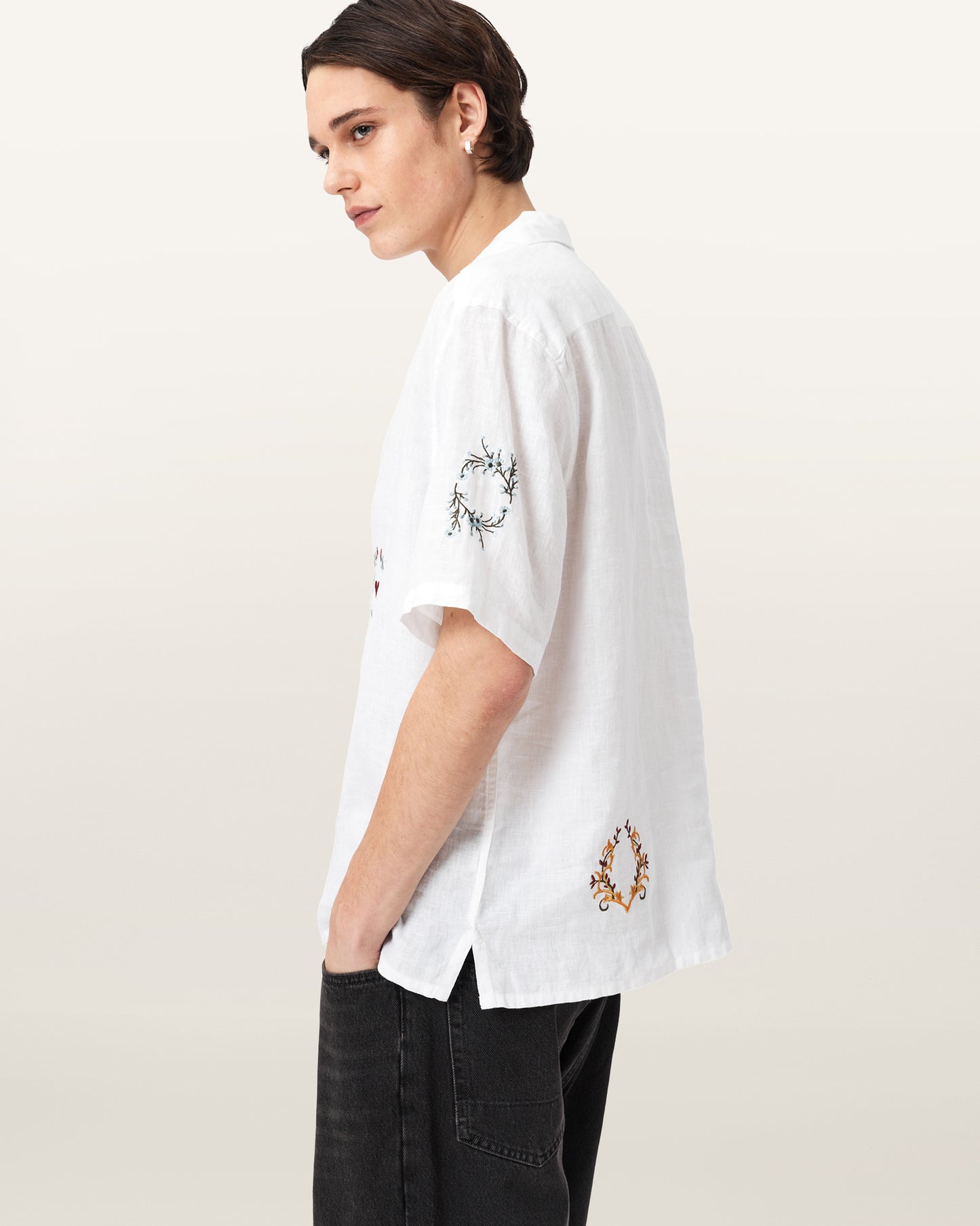 Seashell חולצה מכופתרת קצרה לגברים Deck ALLSAINTS
