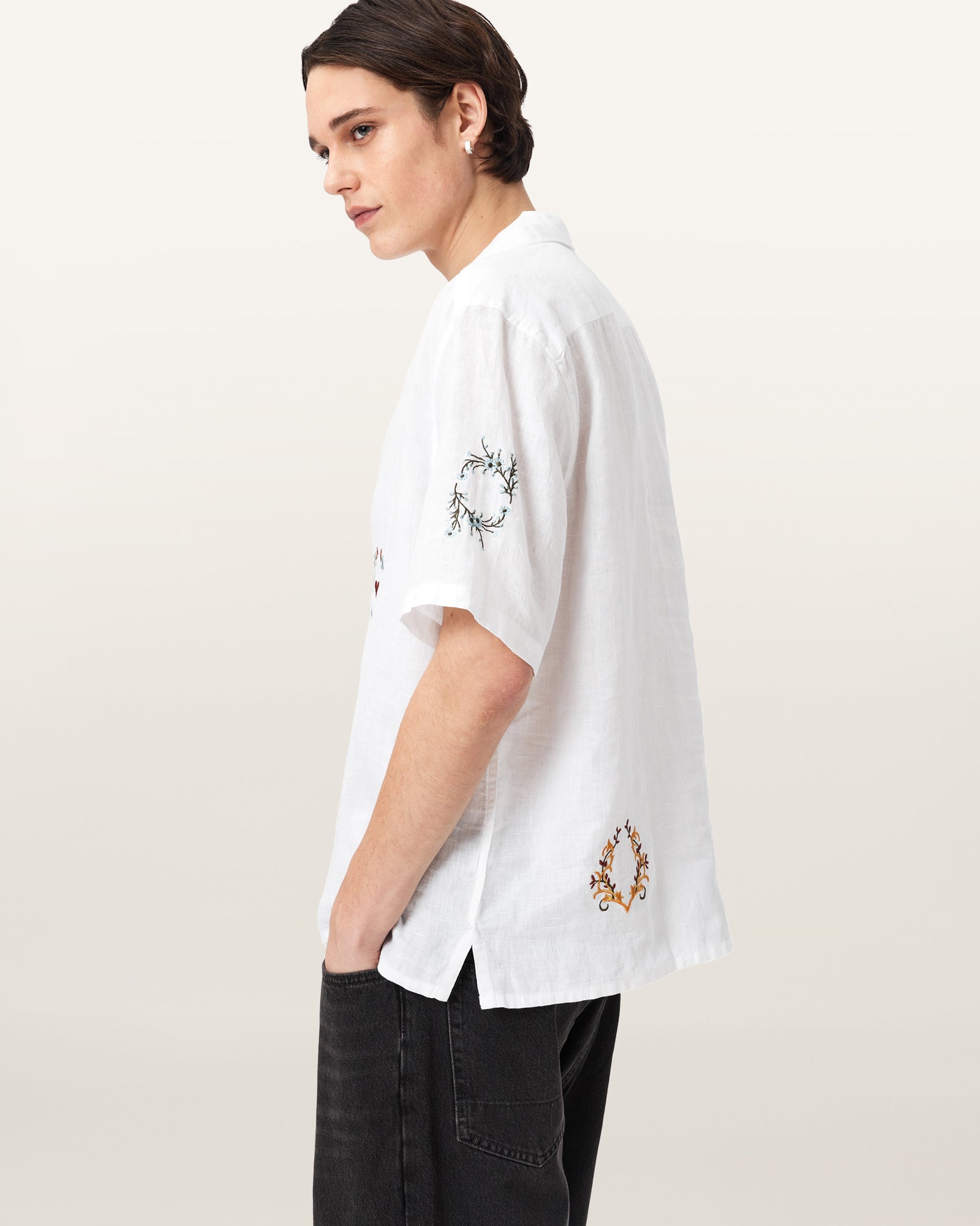 Seashell חולצה מכופתרת קצרה לגברים Deck ALLSAINTS