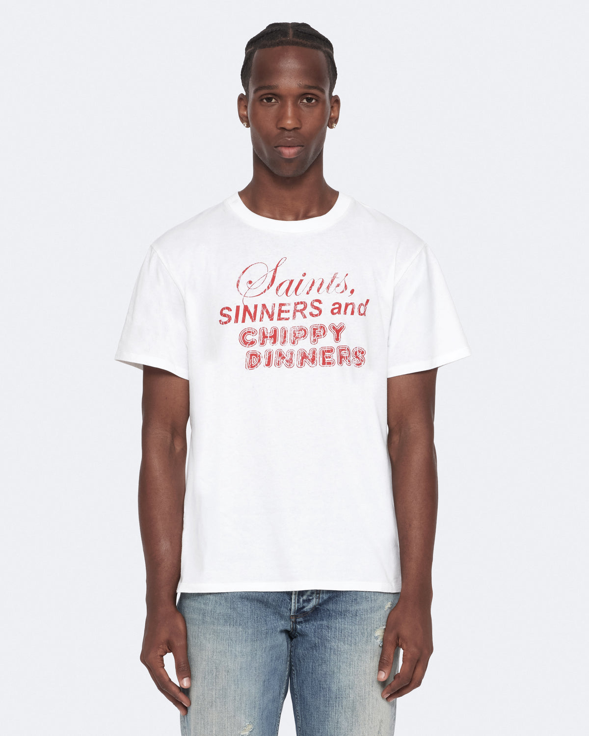 White Smoke טי שירט קצרה לגברים Chippy ALLSAINTS