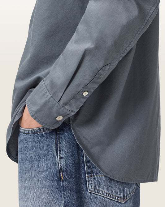 Dim Gray חולצה מכופתרת ארוכה לגברים Melrose ALLSAINTS