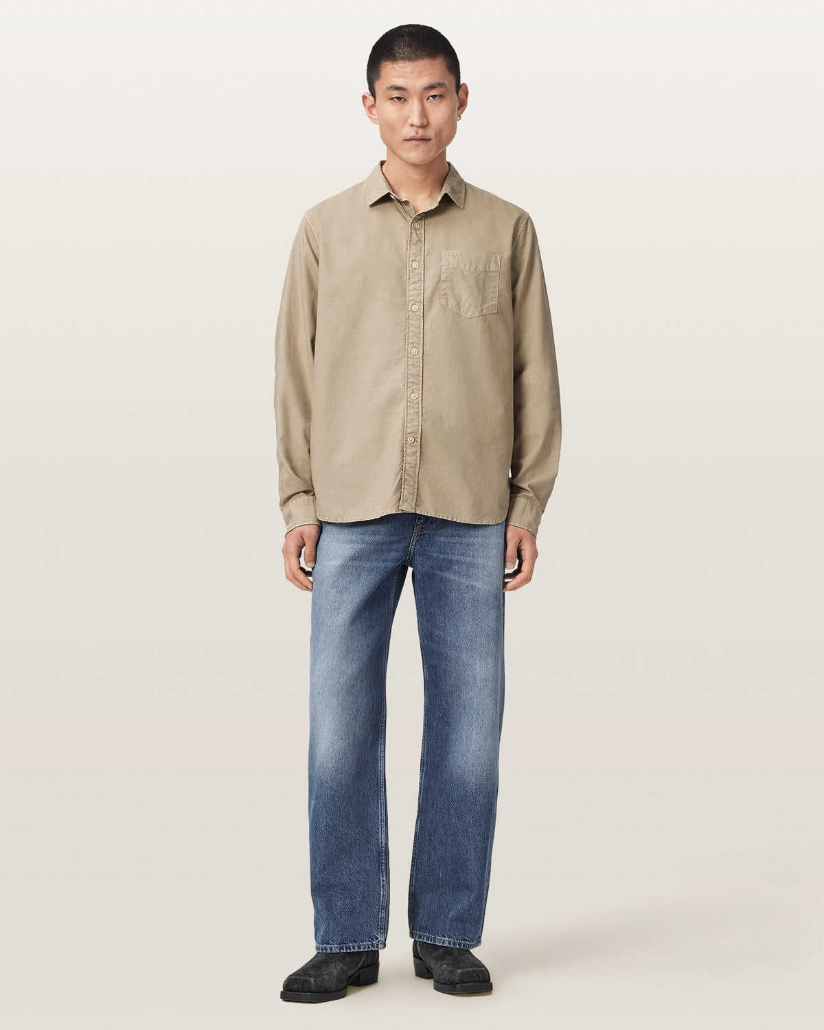 Light Gray חולצה מכופתרת לגברים Melrose ALLSAINTS