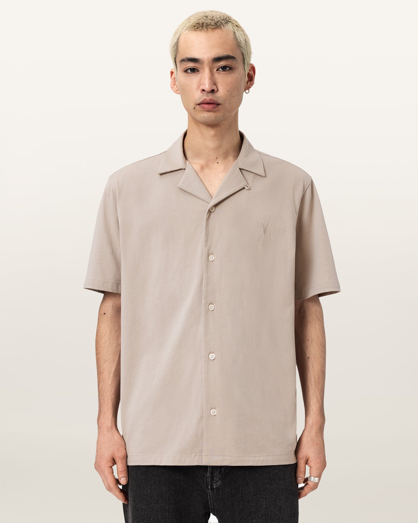 Seashell חולצה מכופתרת קצרה לגברים Hudson SS Shirt ALLSAINTS