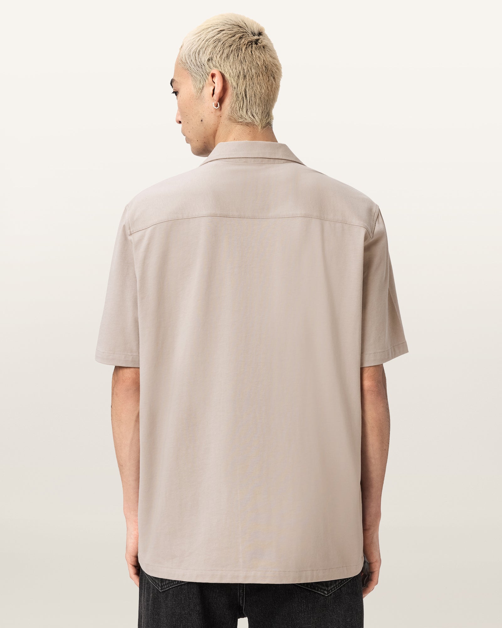 Seashell חולצה מכופתרת קצרה לגברים Hudson SS Shirt ALLSAINTS