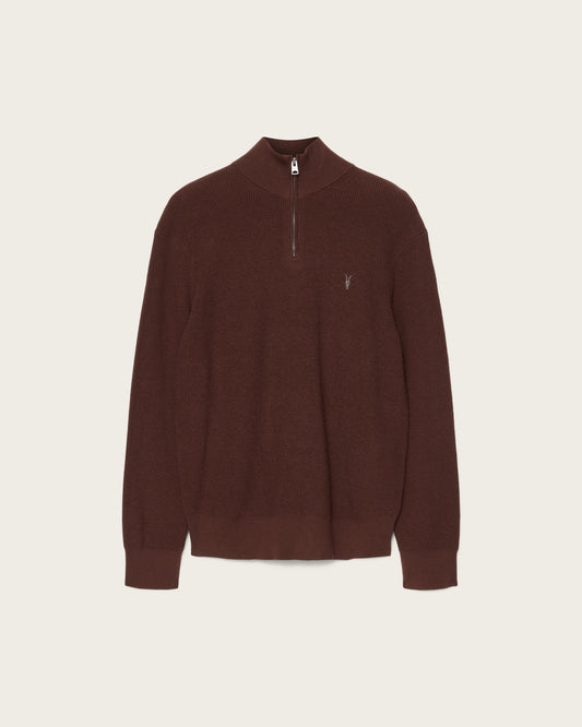 Dark Slate Gray סוודר צווארון גבוה לגברים Aspen Zip Funnel ALLSAINTS