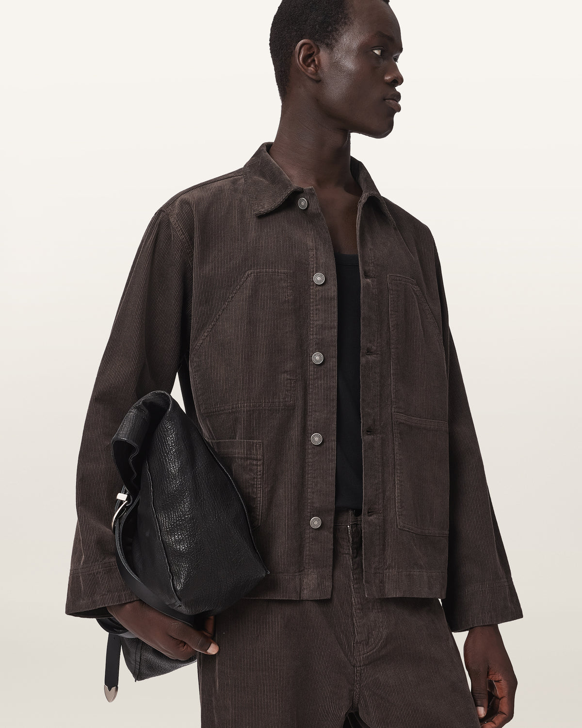 Dark Slate Gray ג'קט קורדרוי לגברים Mukesh ALLSAINTS