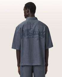 Dim Gray חולצה מכופתרת קצרה לגברים Circe ALLSAINTS