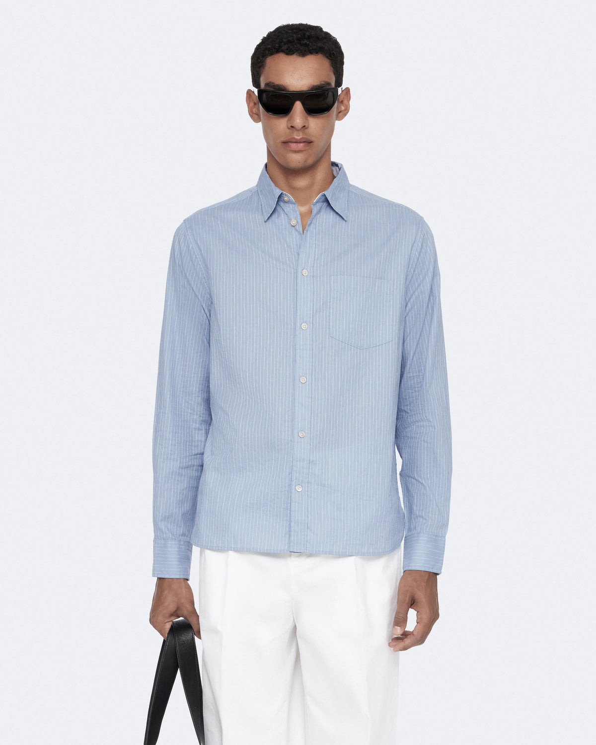 Light Steel Blue חולצה ארוכה פסים לגברים Judd ALLSAINTS