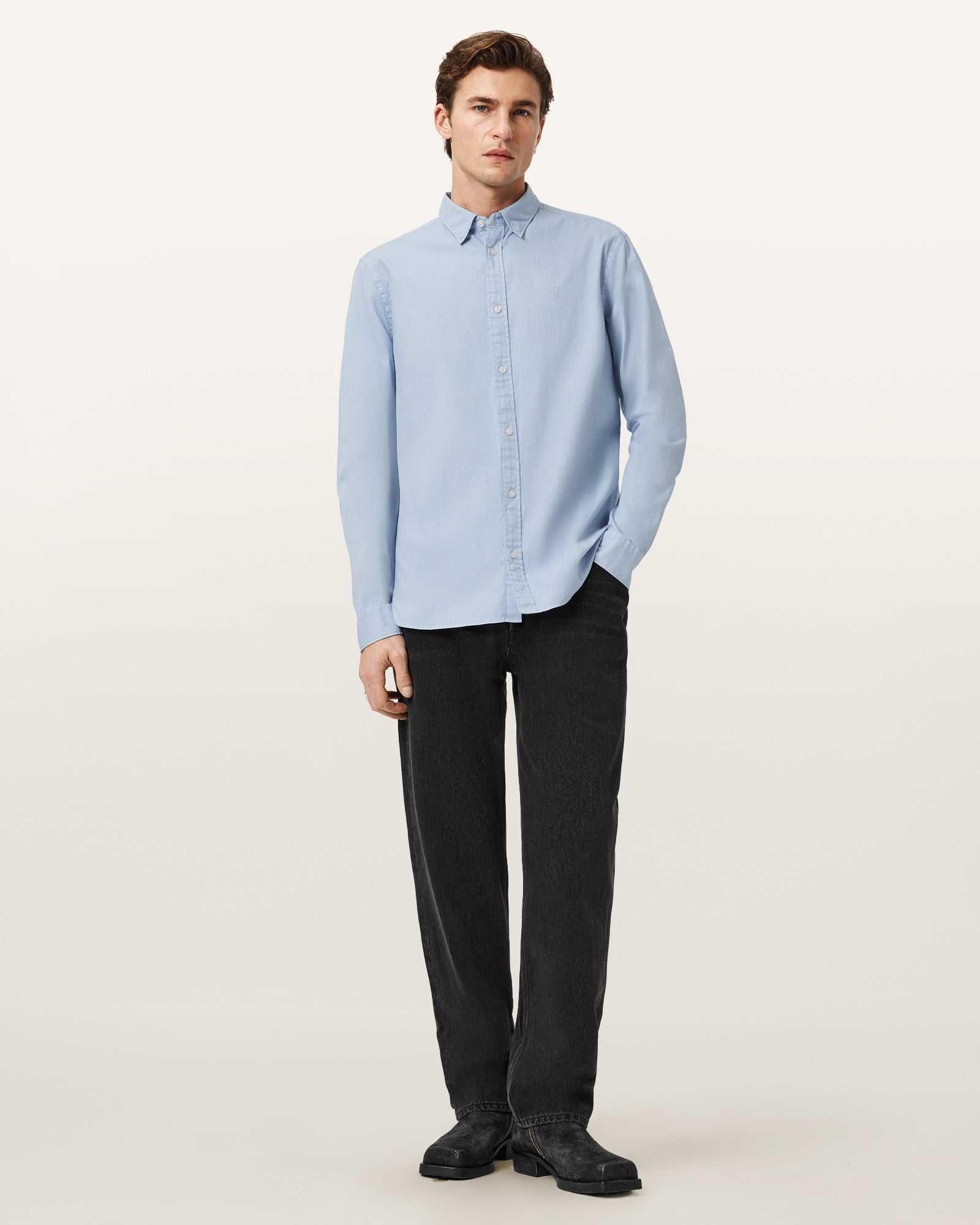 Antique White חולצה מכופתרת ארוכה לגברים Hawthorne ALLSAINTS