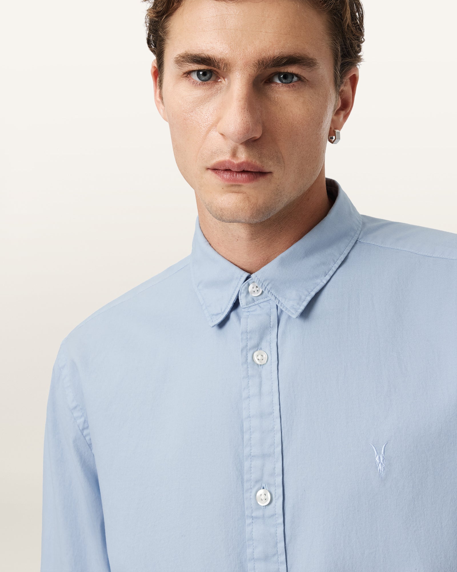 Light Steel Blue חולצה מכופתרת ארוכה לגברים Hawthorne ALLSAINTS