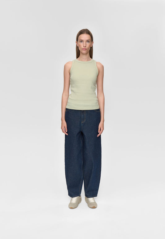 Dark Slate Gray גופיית סריג לנשים Lila Tank Top MINIMUM