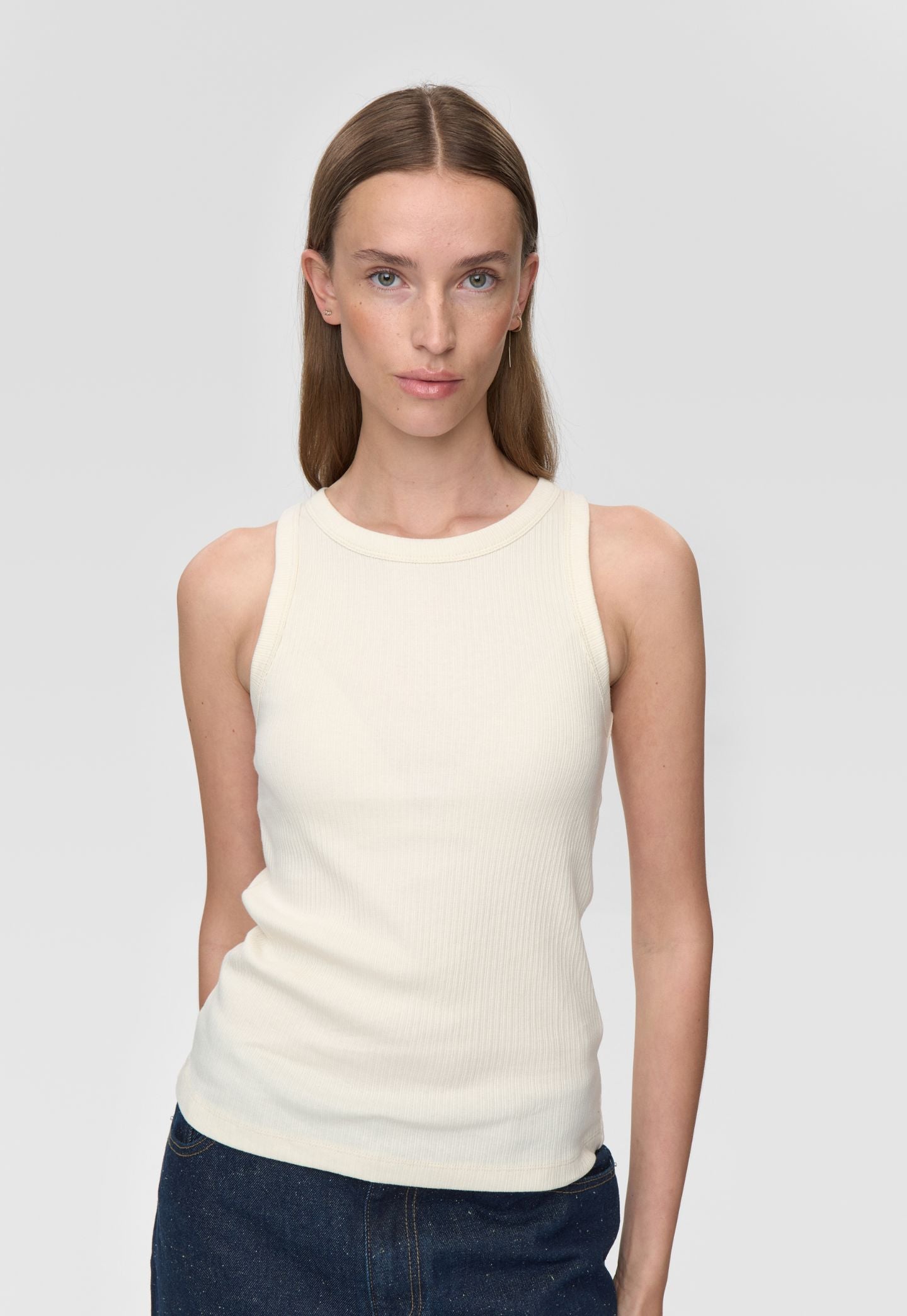 Light Gray גופיית סריג לנשים Lila Tank Top MINIMUM
