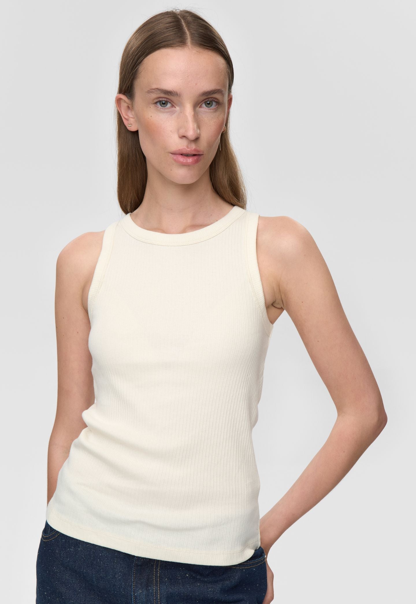 Light Gray גופיית סריג לנשים Lila Tank Top MINIMUM