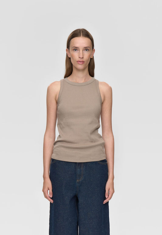 Dark Slate Gray גופיית סריג לנשים Lila Tank Top MINIMUM
