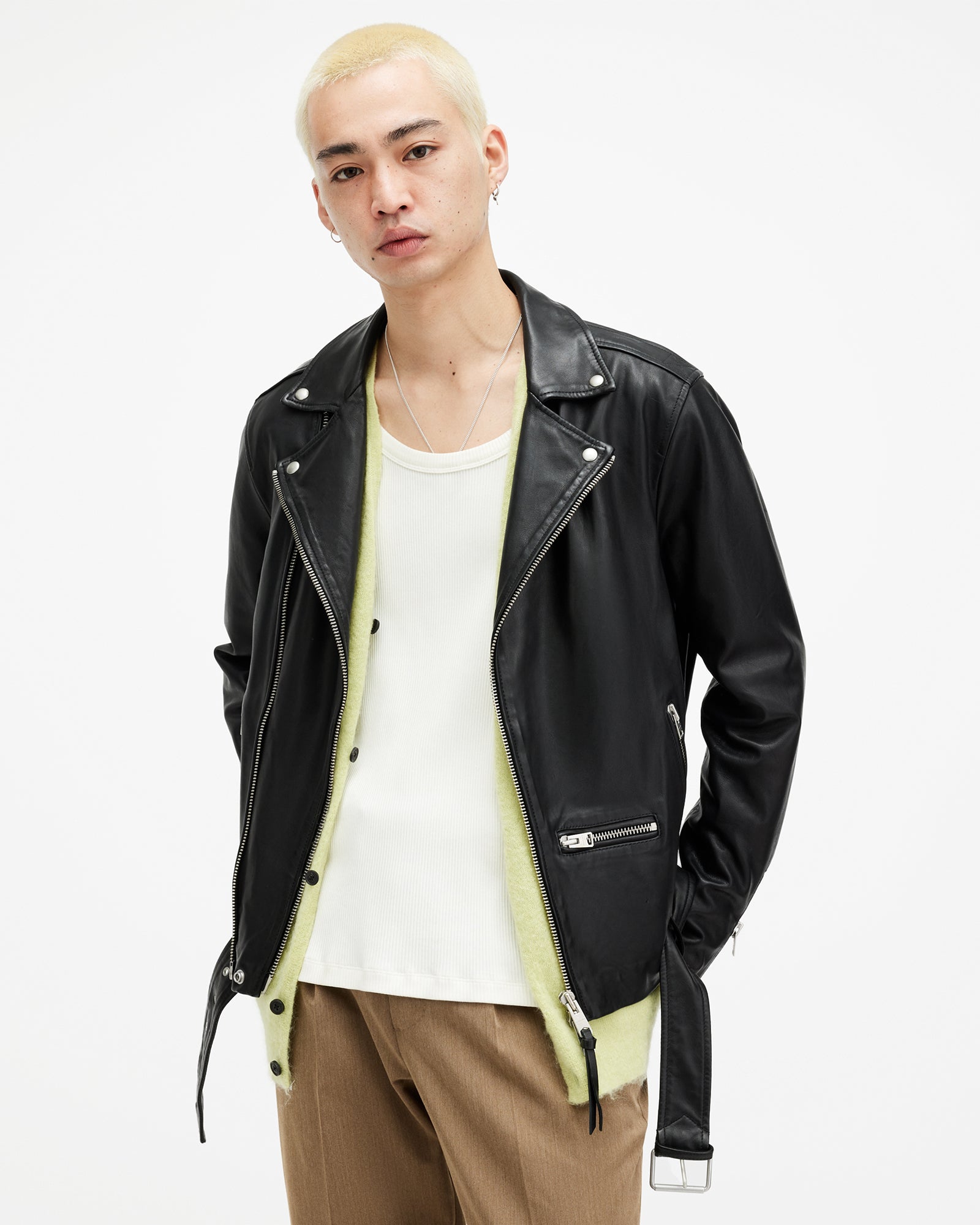 White Smoke ג'קט עור לגברים Biker Jacket ALLSAINTS