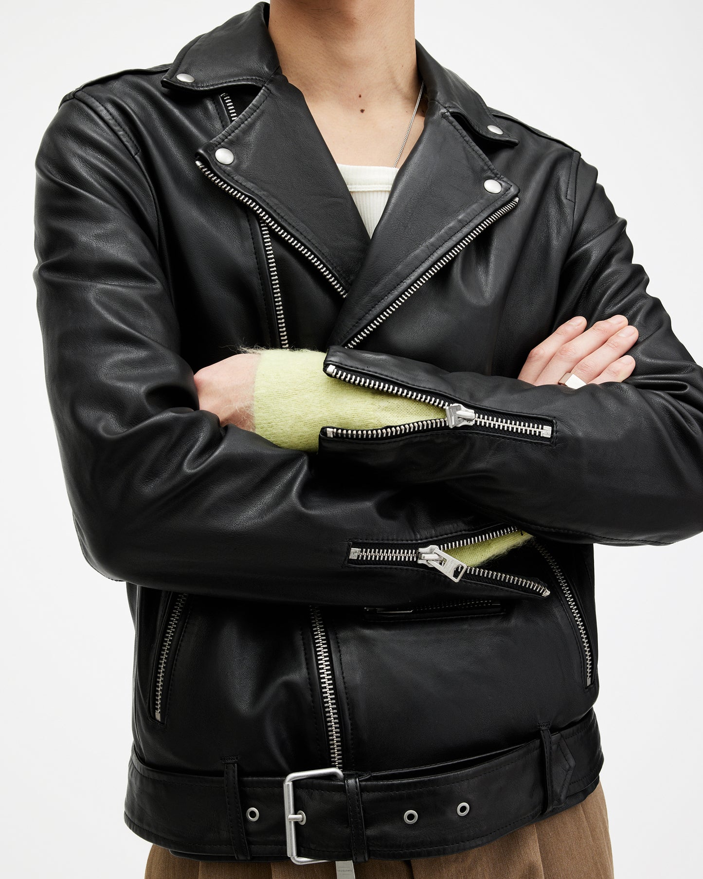 Black ג'קט עור לגברים Biker Jacket ALLSAINTS