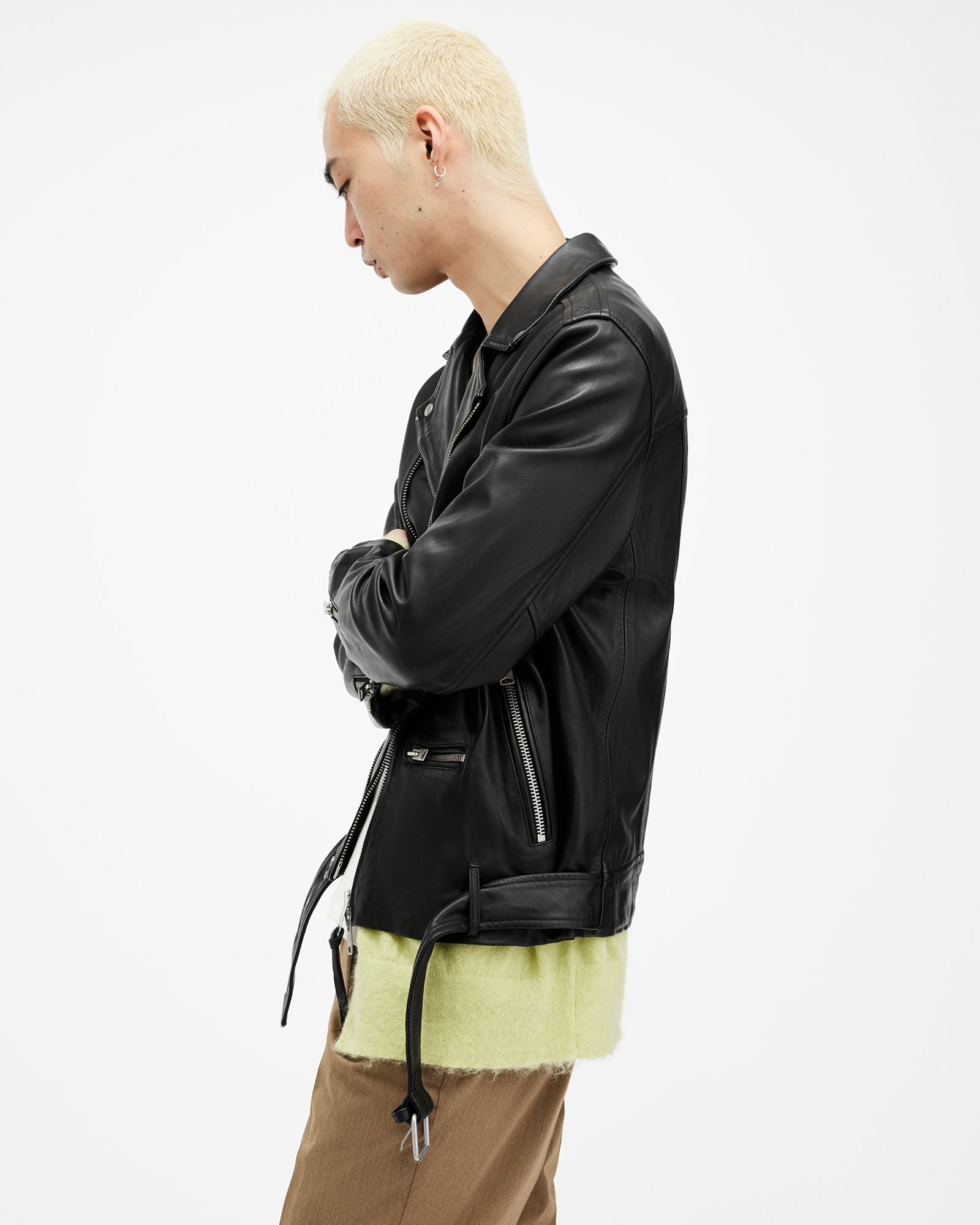 White Smoke ג'קט עור לגברים Biker Jacket ALLSAINTS