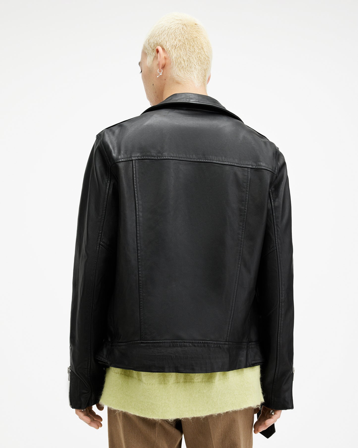Dark Slate Gray ג'קט עור לגברים Biker Jacket ALLSAINTS