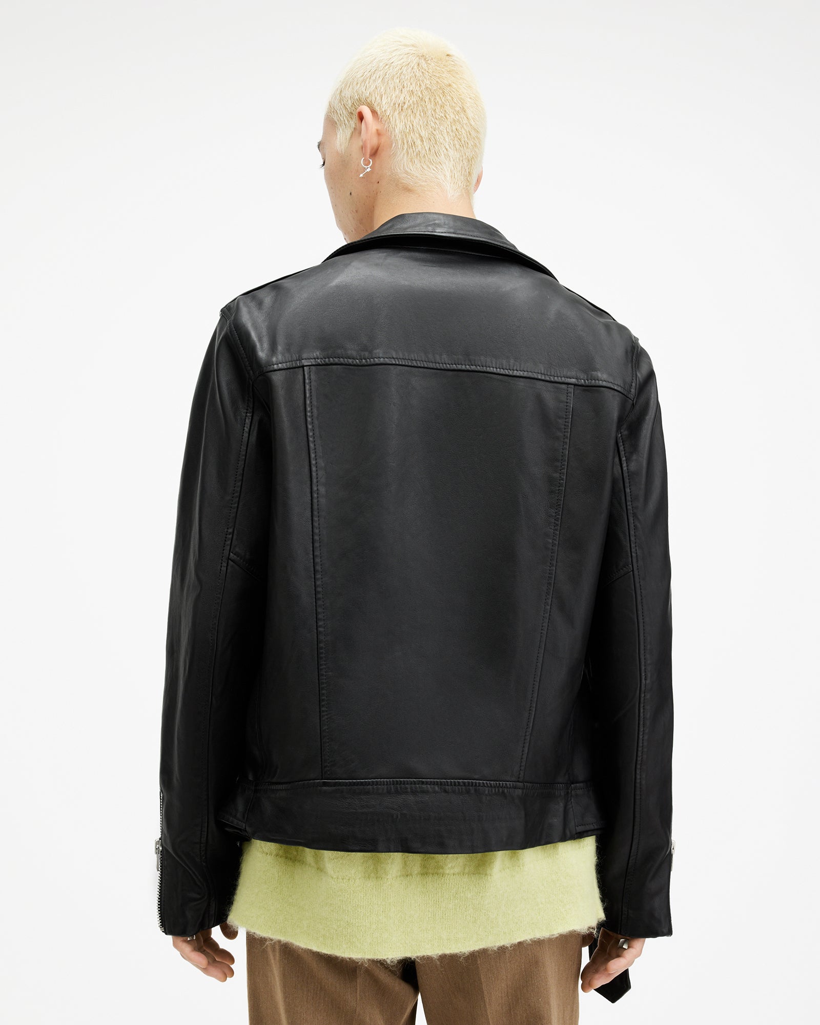 Dark Slate Gray ג'קט עור לגברים Biker Jacket ALLSAINTS