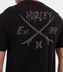 Black טי שירט קצרה לגברים Printing Press Evy Beach HURLEY