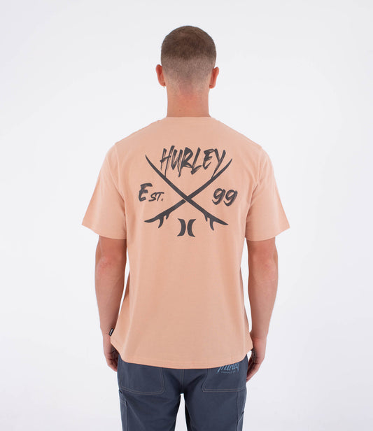 White Smoke טי שירט קצרה לגברים Printing Press Evy Beach HURLEY