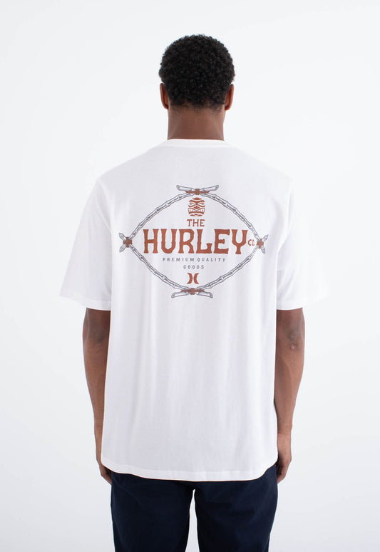 White Smoke טי שירט קצרה Printing Press Osmar לגברים HURLEY
