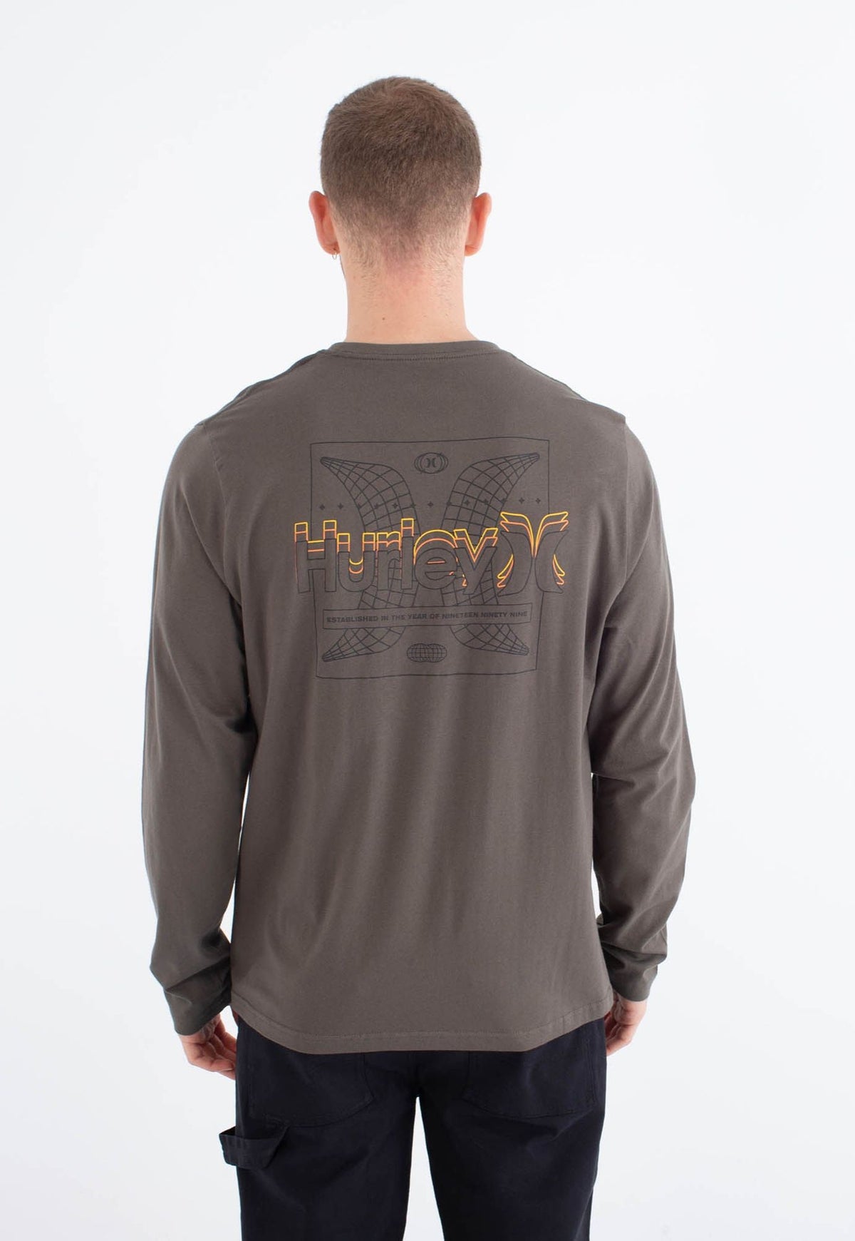 White Smoke טי שירט שרוול ארוך Printing Press Matero לגברים HURLEY