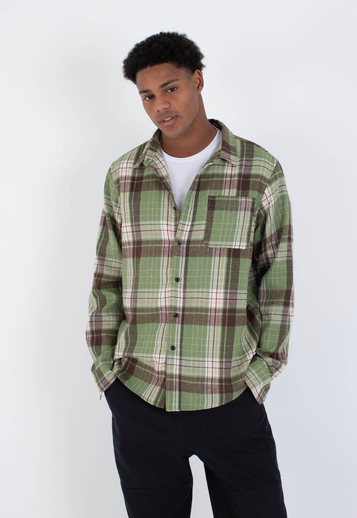 Lavender חולצה מכופתרת קצרה Axe Flannel לגברים HURLEY