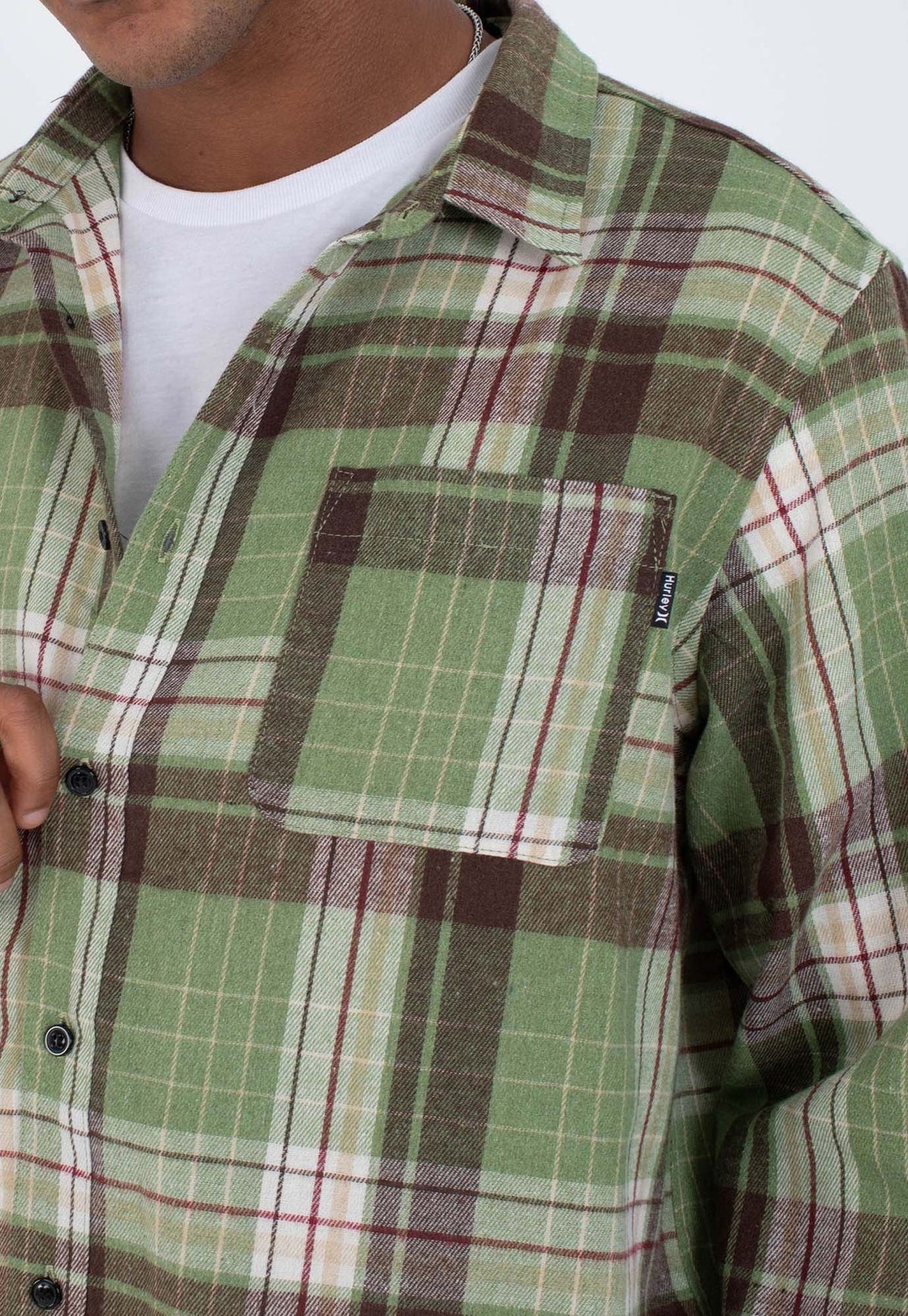 Slate Gray חולצה מכופתרת קצרה Axe Flannel לגברים HURLEY