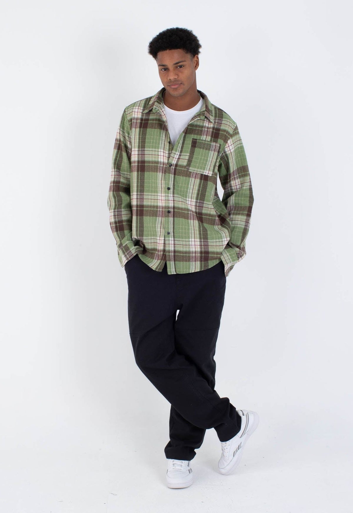 Lavender חולצה מכופתרת קצרה Axe Flannel לגברים HURLEY