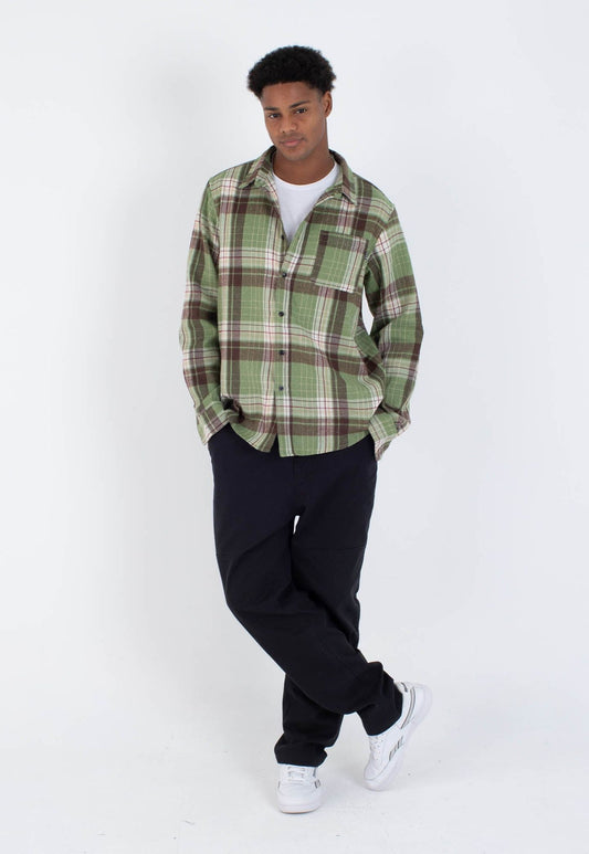 Lavender חולצה מכופתרת קצרה Axe Flannel לגברים HURLEY