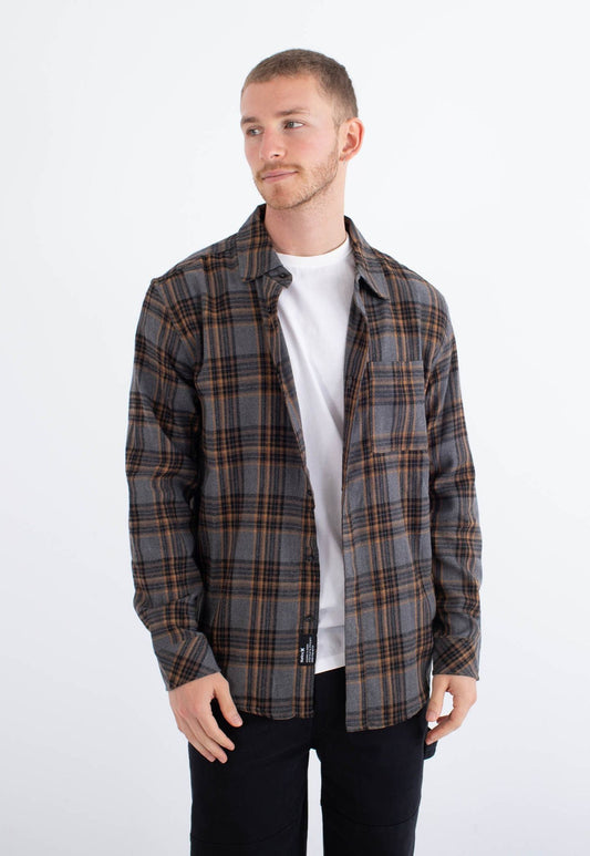 White Smoke חולצה מכופתרת קצרה Axe Flannel לגברים HURLEY