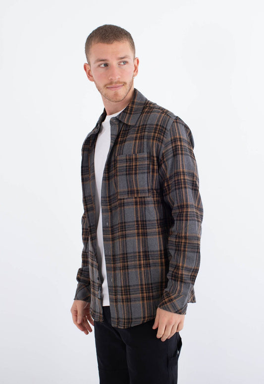 White Smoke חולצה מכופתרת קצרה Axe Flannel לגברים HURLEY