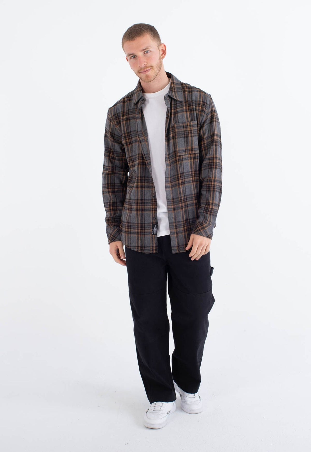 White Smoke חולצה מכופתרת קצרה Axe Flannel לגברים HURLEY