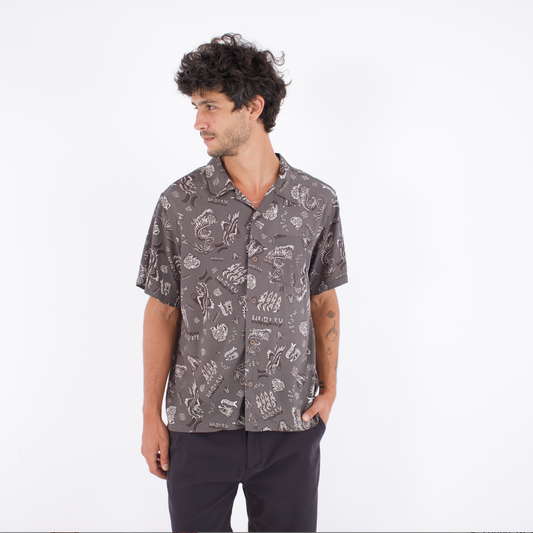 White Smoke חולצה מכופתרת קצרה לגברים Etam Woven HURLEY