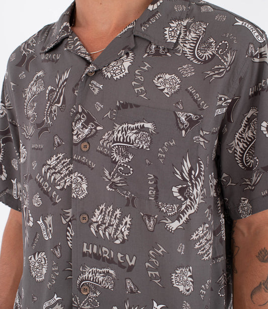 Dim Gray חולצה מכופתרת קצרה לגברים Etam Woven HURLEY