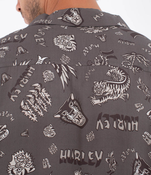 Dim Gray חולצה מכופתרת קצרה לגברים Etam Woven HURLEY