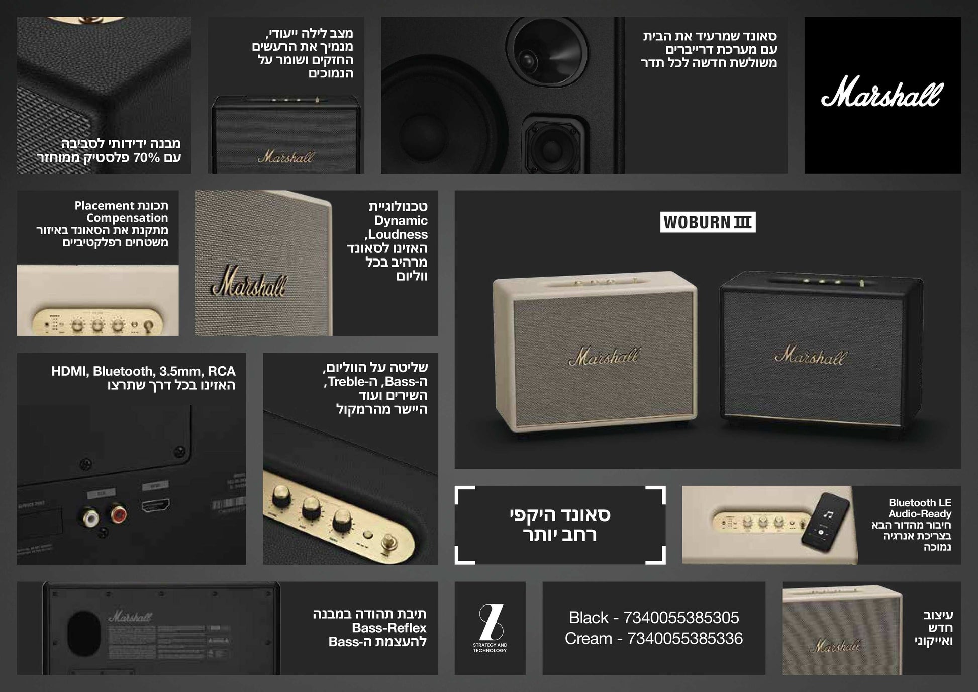 Dark Slate Gray רמקול ביתי Marshall Woburn III MARSHALL