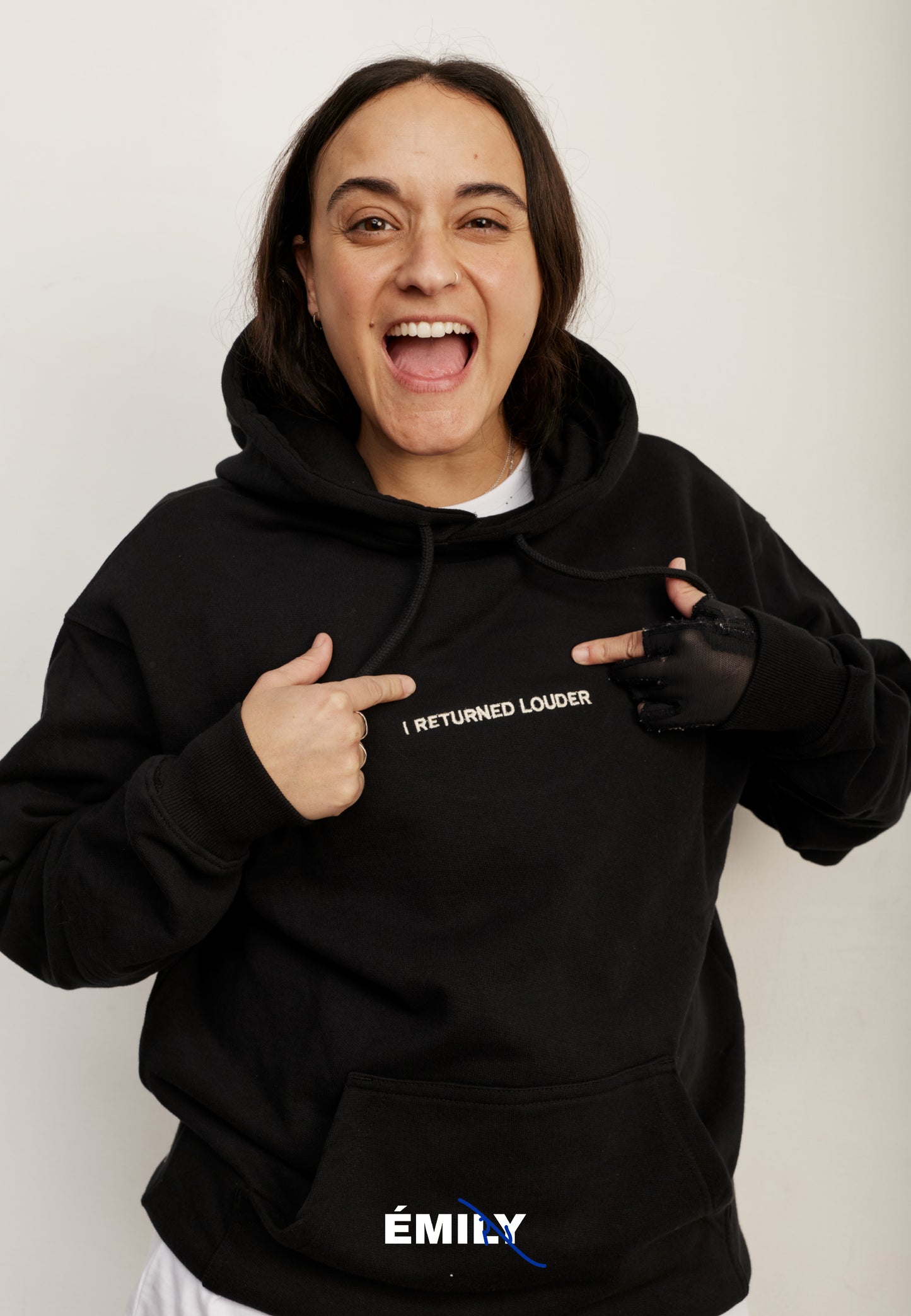 Black קפוצ'ון LOUDER by Emily EMILY