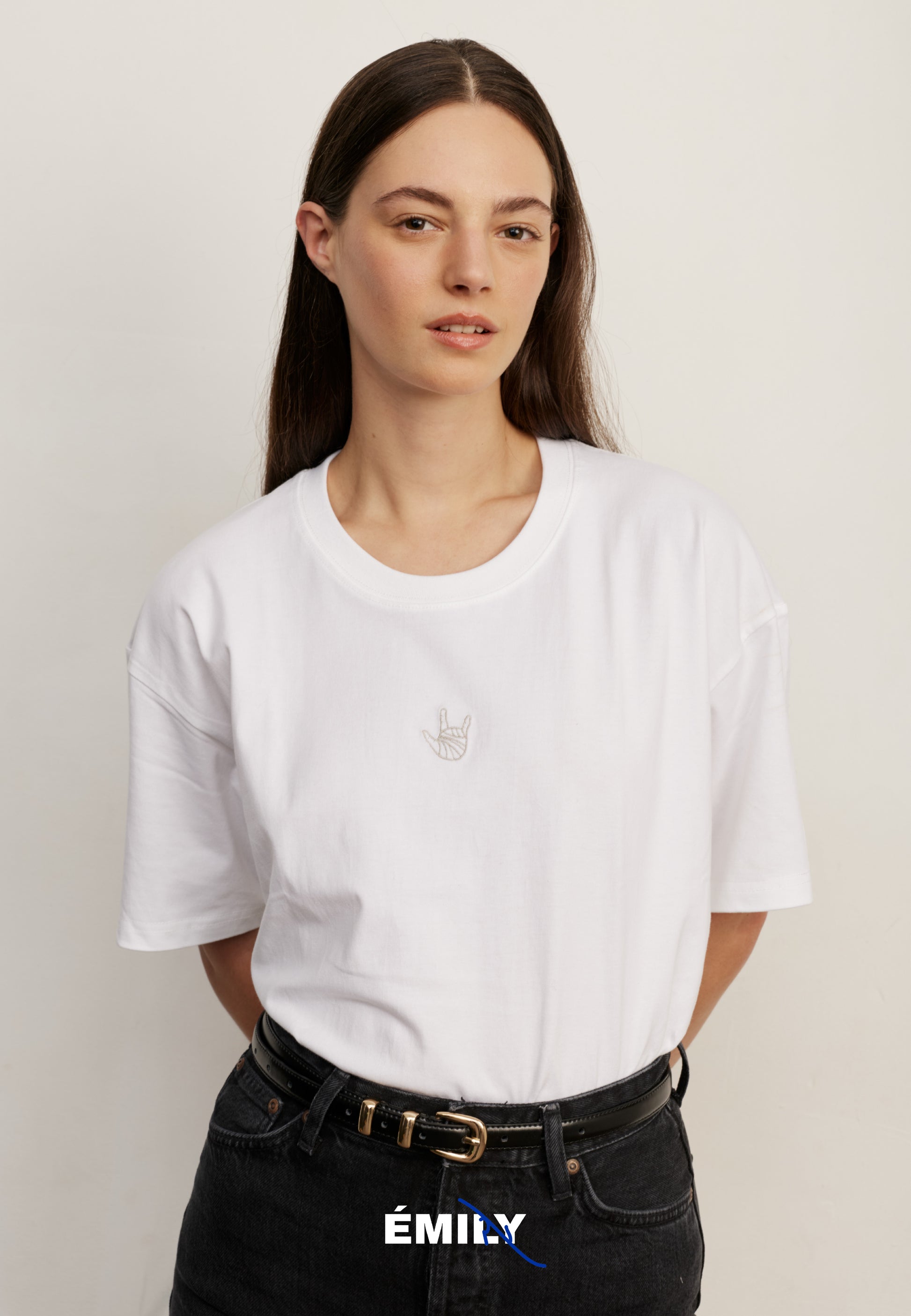 Light Gray טי שירט קצרה LOUDER by Emily EMILY