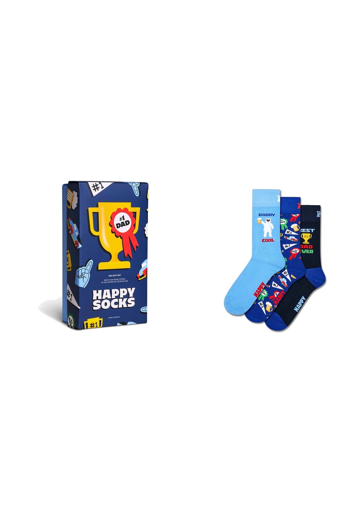 White Smoke מארז מתנה 3 זוגות גרבי Dad HAPPY SOCKS
