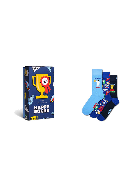 White Smoke מארז מתנה 3 זוגות גרבי Dad HAPPY SOCKS
