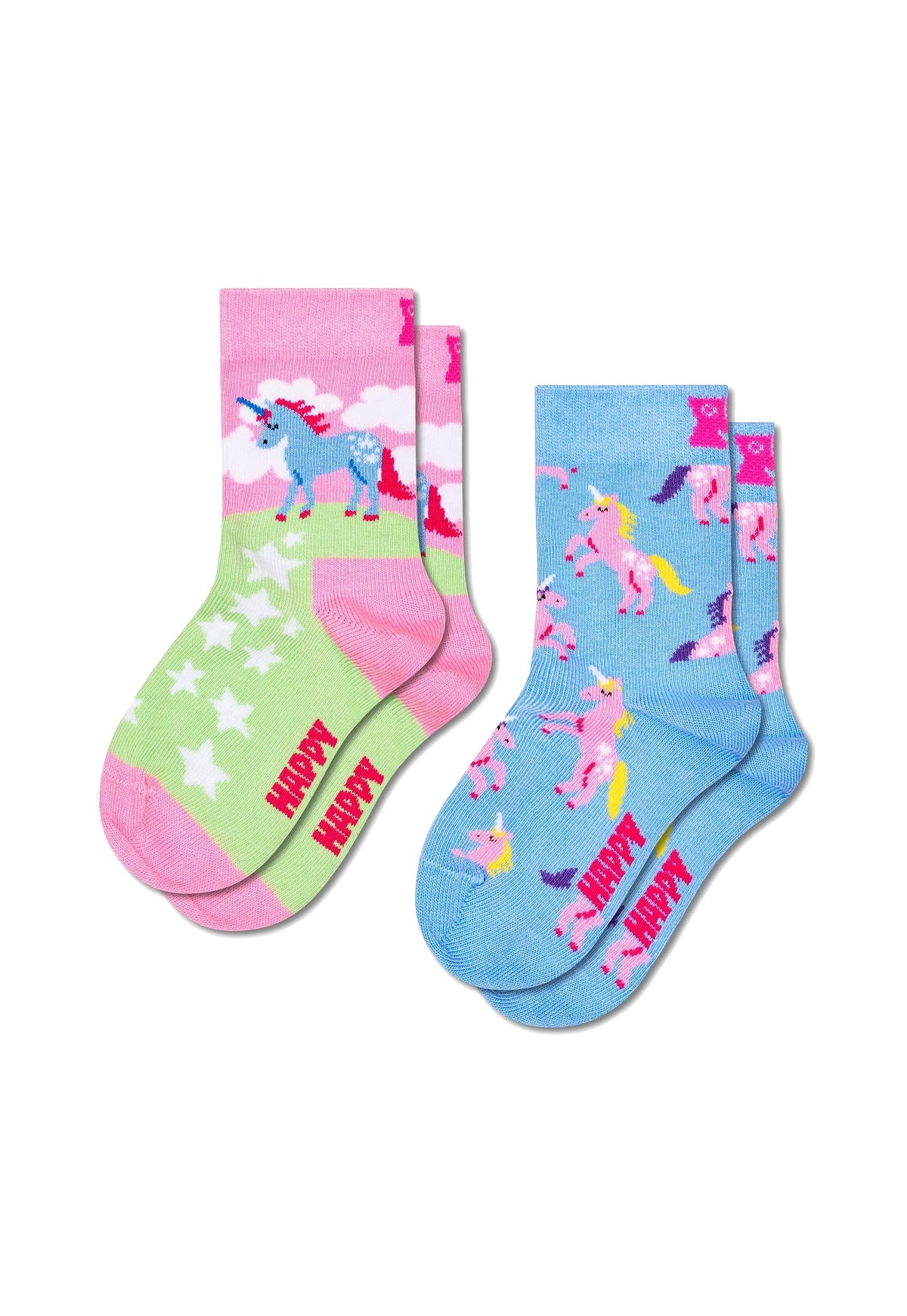 White Smoke מארז 2 זוגות גרבי תינוקות Unicorn HAPPY SOCKS