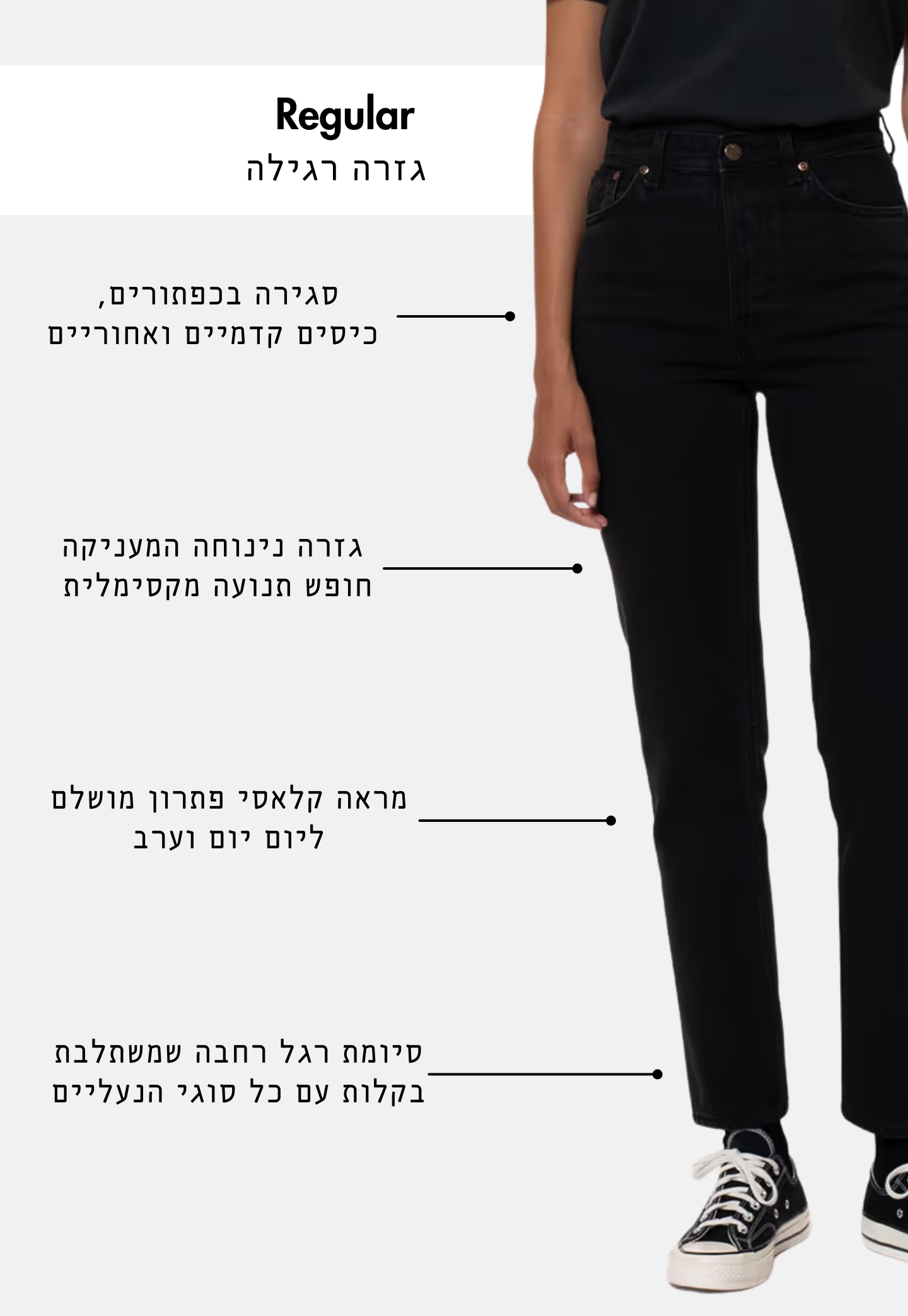 White Smoke ג'ינס ארוך לנשים Breezy Britt – Regular Fit NUDIE