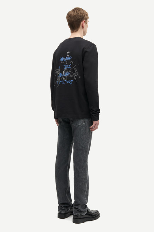 White Smoke טי שירט ארוכה מודפסת כותנה אורגנית לגברים Sacards SAMSOE SAMSOE