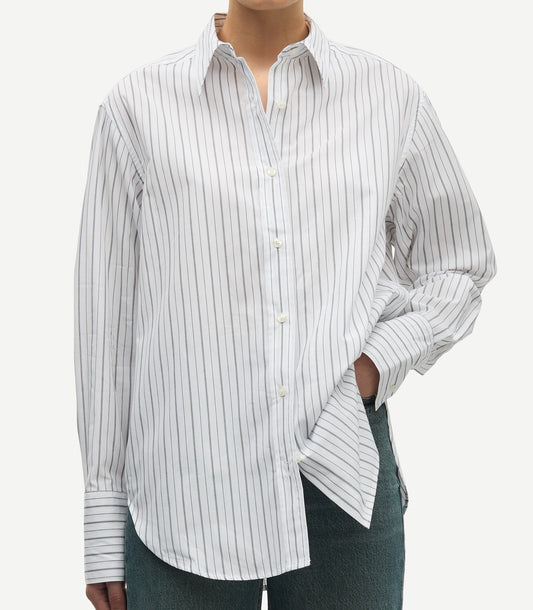 Light Gray חולצה מכופתרת ארוכה לנשים Salova SAMSOE SAMSOE