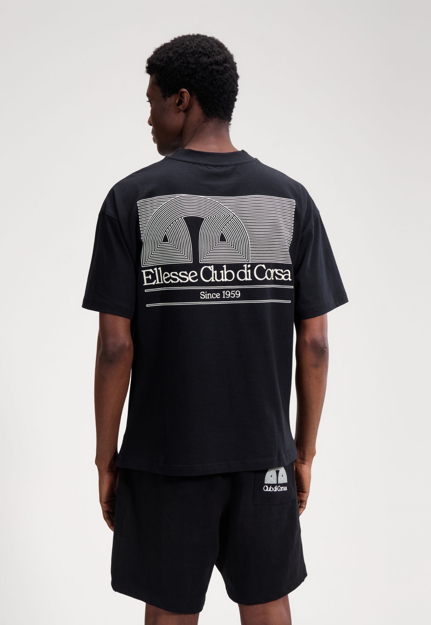 Black טי שירט קצרה לגברים Club Di Corsa ELLESSE‎