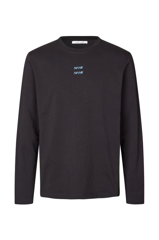 Dark Slate Gray טי שירט ארוכה מודפסת כותנה אורגנית לגברים Sacards SAMSOE SAMSOE